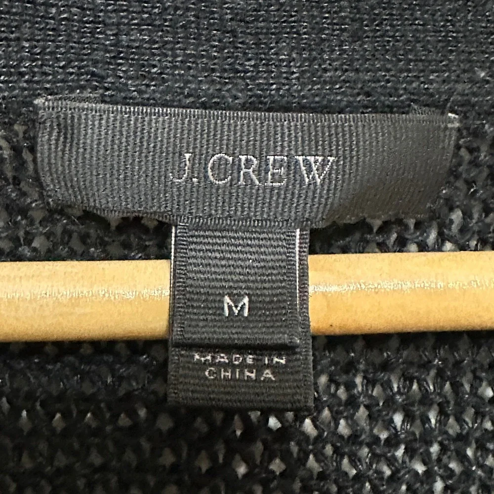 J.Crew Linen Open Knit Sweater Womens M Lace Up Pullover Oversized Slouchy Beach